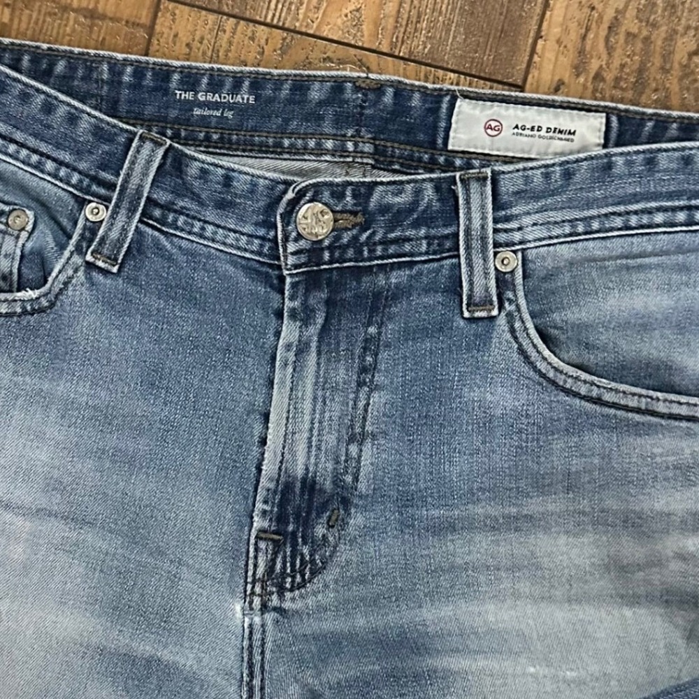 AG Adriano Goldschmied The Graduate Mens 34 Blue Tailored Leg Aged Denim Jeans - Picture 6 of 11